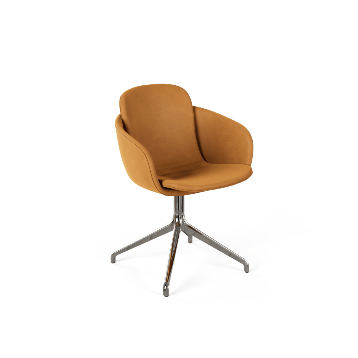Chair no. One S2 Polished Swivel in Luna Sandstone with polished aluminum swivel base, indoor dining chair. | Chair no. One S2 Polished Swivel - Luna Sandstone Ohne Rückholfunktion | SACKit