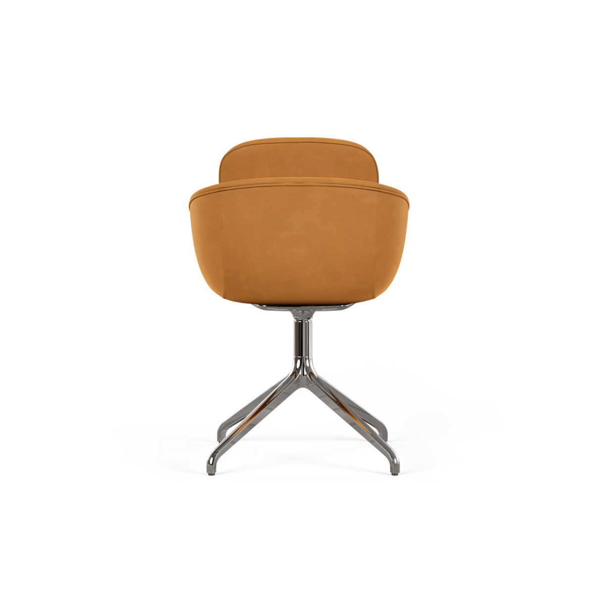 Chair no. One S2 Polished Swivel in Luna Sandstone with polished aluminum swivel base and leather upholstery. | Chair no. One S2 Polished Swivel - Luna Sandstone Ohne Rückholfunktion | SACKit