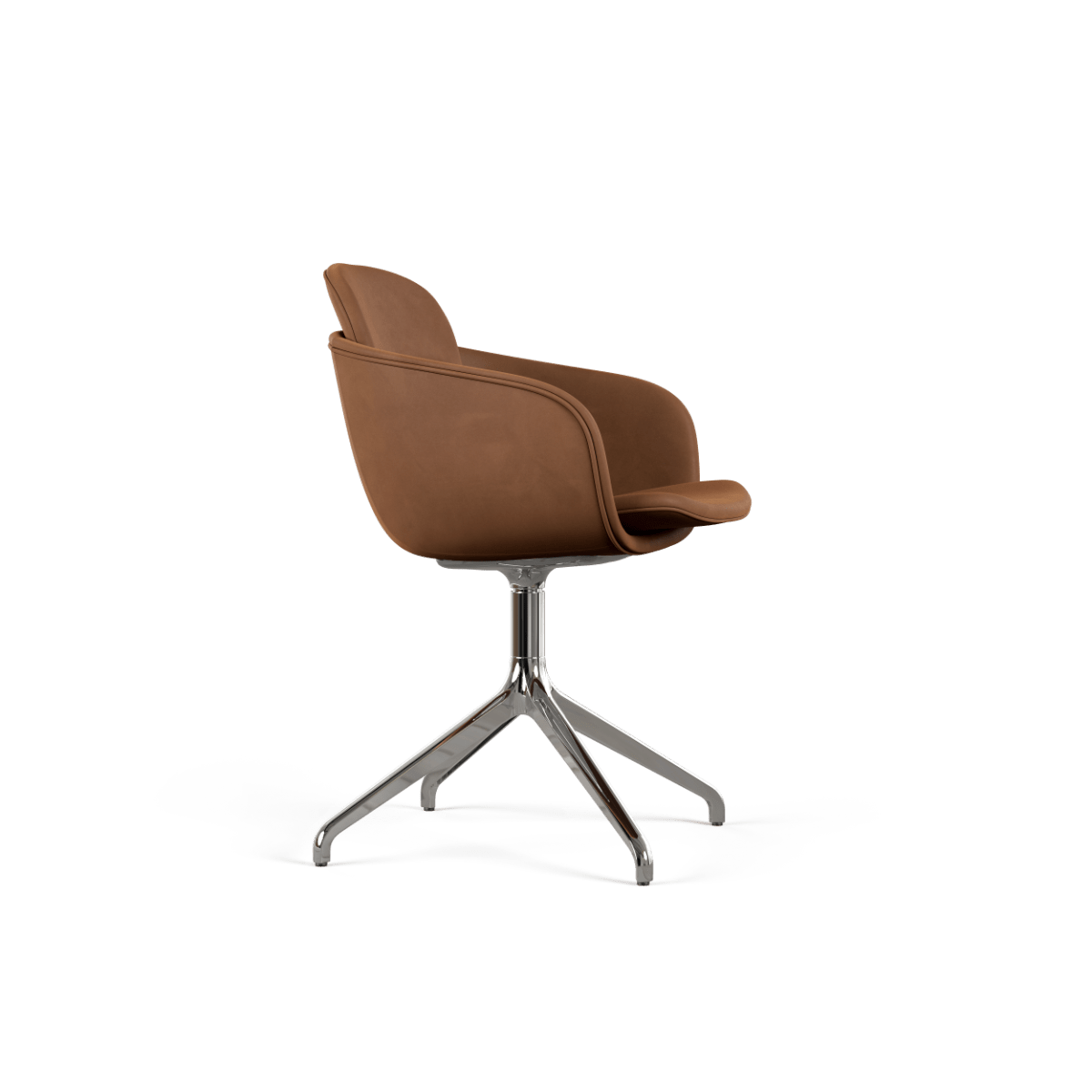 Chair no. One S2 in Luna Sandstone with polished aluminum swivel base and leather upholstery | Chair no. One S2 Polished Swivel - Luna Walnut Ohne Rückholfunktion | SACKit
