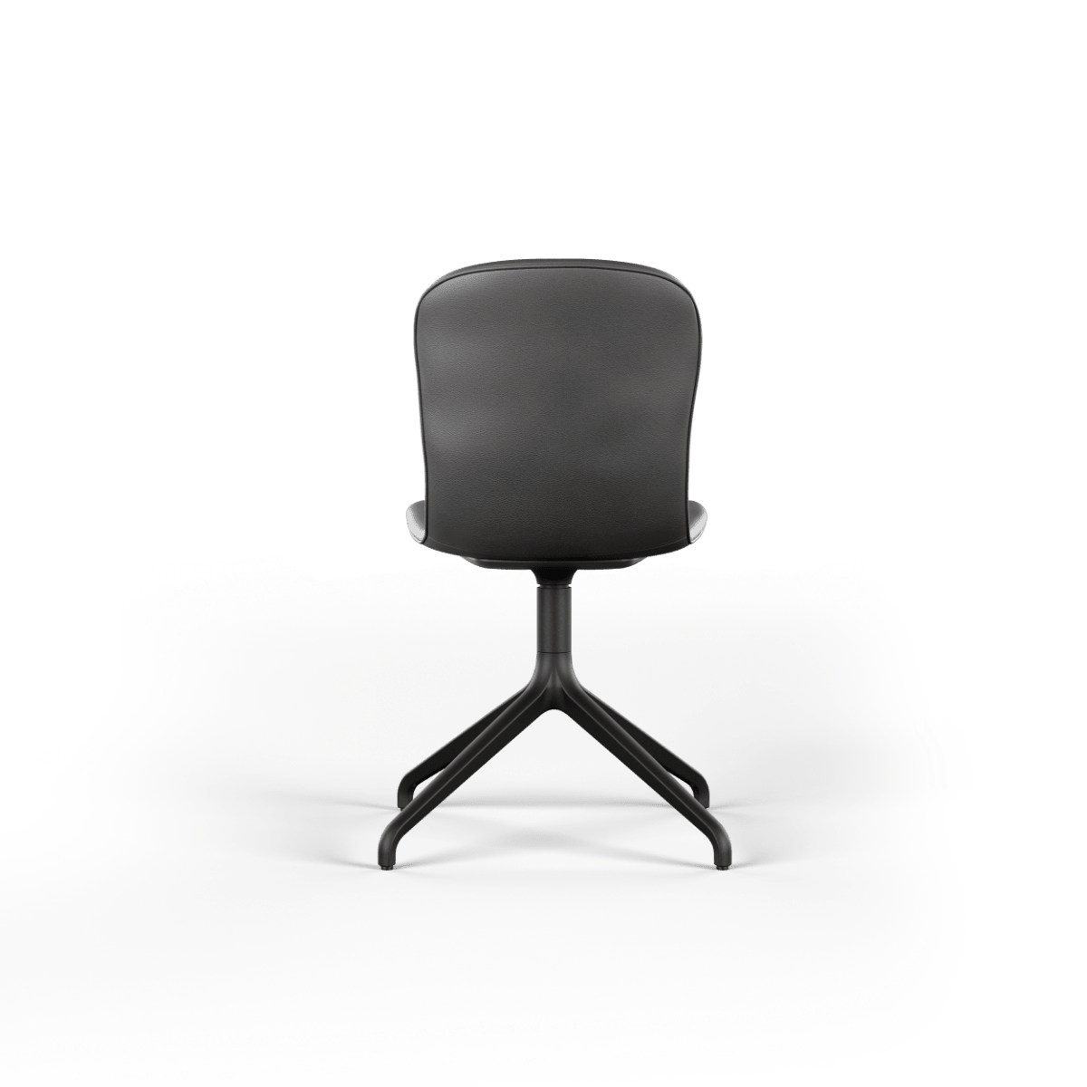 Schwarzer Chair no. One S1 Esszimmerstuhl mit Aluminium - Drehfuß und gepolsterter Sitzschale aus recyceltem Kunststoff und Leder | Chair no. One S1 Black Swivel - Terra Black Ohne Rückholfunktion | SACKit