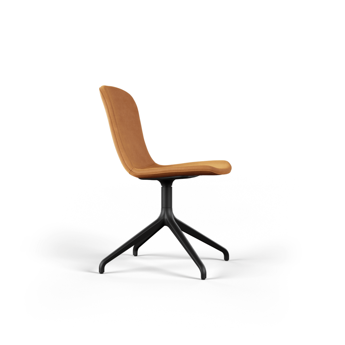 Esszimmerstuhl Chair no. One S1 in Luna Sandstone mit Aluminium - Drehfuß und gepolstertem Sitz. | Chair no. One S1 Black Swivel - Luna Sandstone Mit Rückholfunktion | SACKit