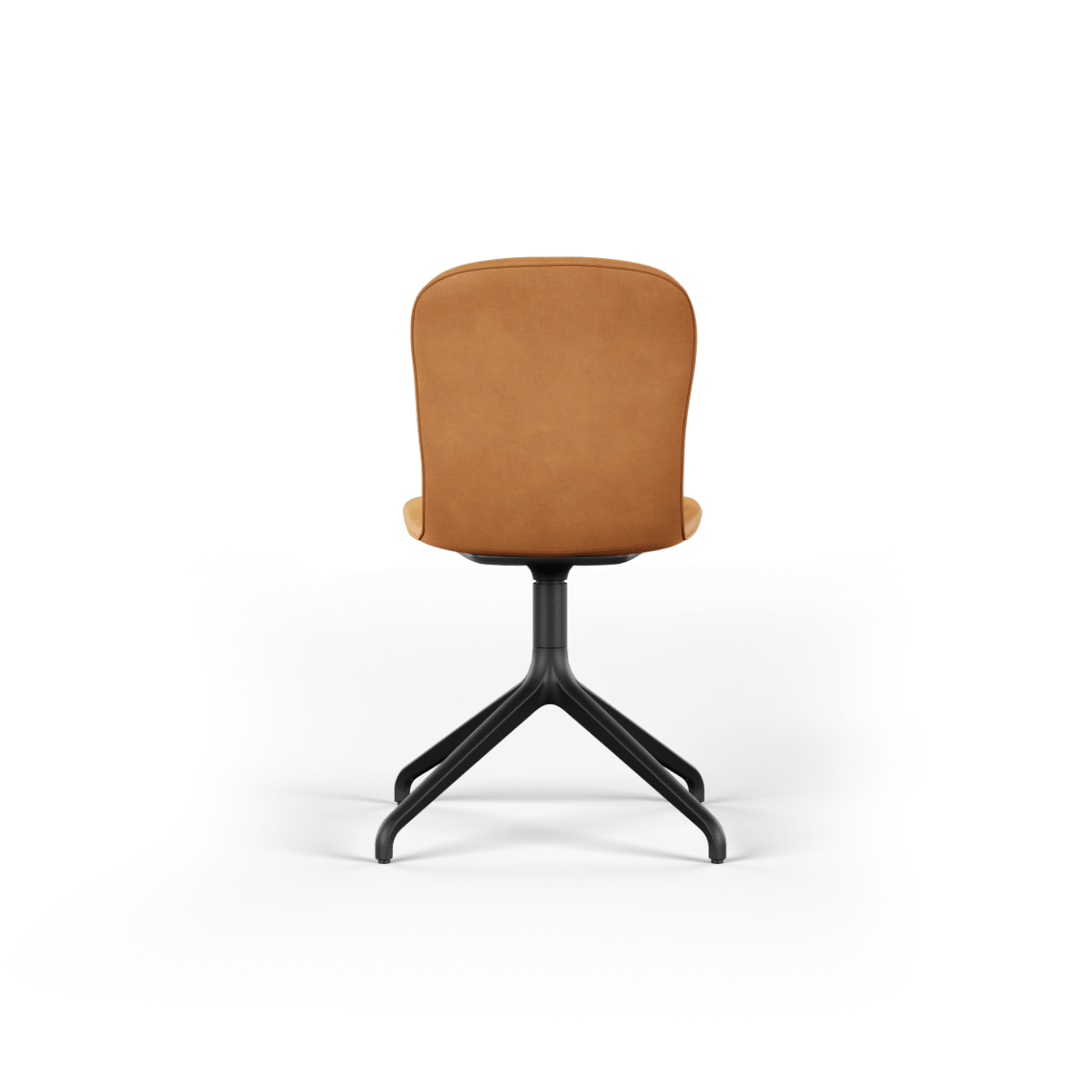 Esszimmerstuhl Chair no. One S1 in Luna Sandstone mit Aluminium - Drehfuß und gepolstertem Sitz aus Leder | Chair no. One S1 Black Swivel - Luna Sandstone Mit Rückholfunktion | SACKit