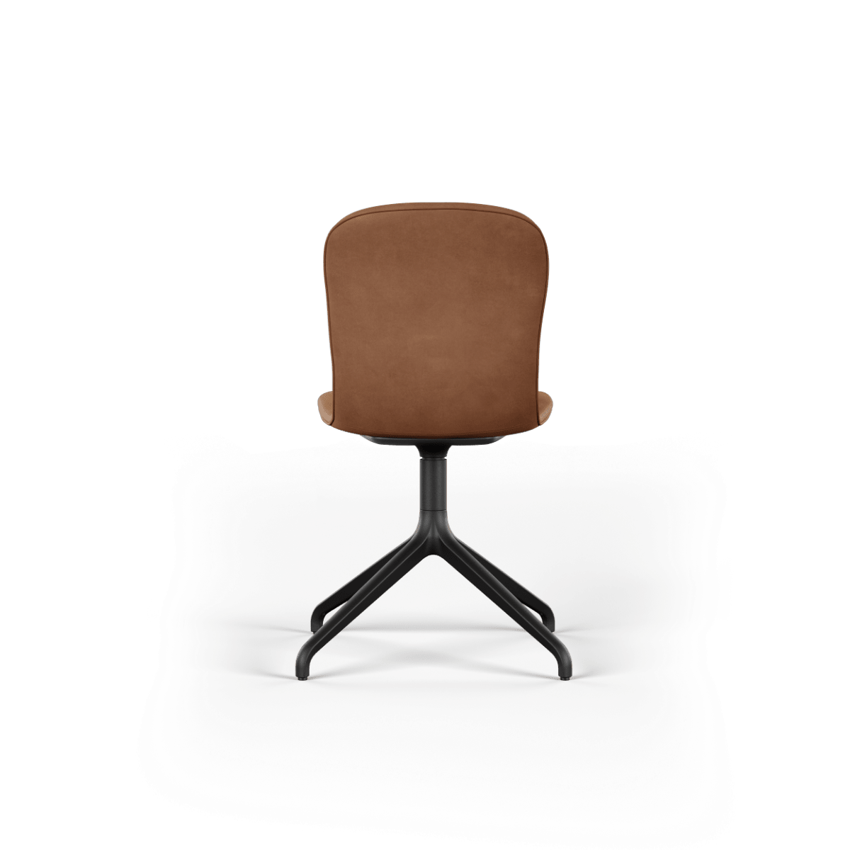 Schlichter drehbarer Esszimmerstuhl Chair no. One S1 in hellem Luna Sandstone mit Aluminium - Drehfuß | Chair no. One S1 Black Swivel - Luna Walnut Mit Rückholfunktion | SACKit