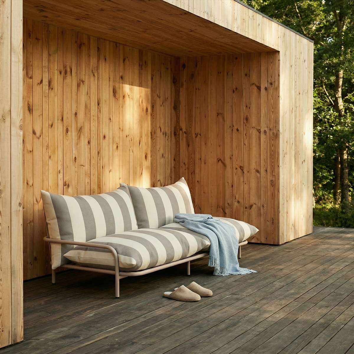 Mollis Lounge Sofa 2 - Sitzer in Renesse Taupe mit pulverbeschichtetem Aluminiumrahmen, Outdoor - Möbel | Mollis Lounge Sofa 2 Seater - Renesse Taupe | SACKit