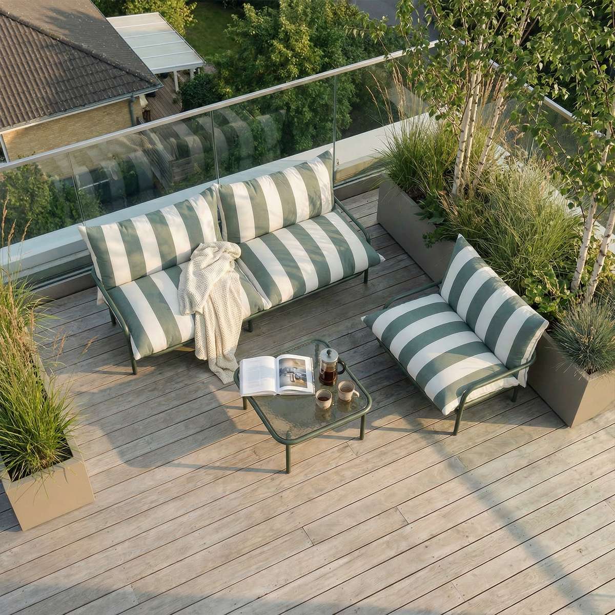 Mollis Lounge Sofa 2 - Sitzer in Renesse Olive mit pulverbeschichtetem Aluminiumrahmen für den Außenbereich | Mollis Lounge Sofa 2 Seater - Renesse Olive | SACKit