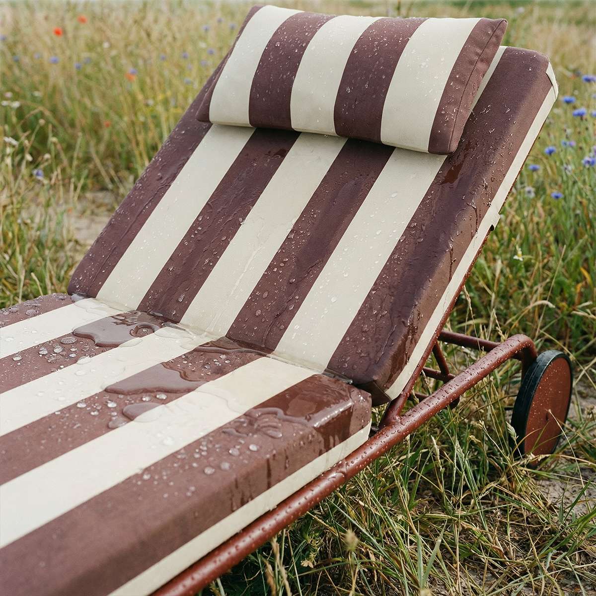 Mollis Sunbed Sonnenliege in Renesse Chestnut mit verstellbarer Rückenlehne aus pulverbeschichtetem Aluminium. | Mollis Sunbed - Renesse Chestnut | SACKit