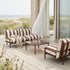 Mollis Coffee Table in chestnut mit pulverbeschichtetem Aluminiumrahmen und getöntem Glas, quadratisch, auf Terrasse. | Mollis Coffee Table - Chestnut | SACKit