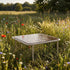 Kompakter quadratischer Mollis Coffee Table in taupe mit pulverbeschichtetem Aluminiumrahmen und getöntem Glas. | Mollis Coffee Table - Taupe | SACKit