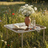 Taupefarbener Mollis Coffee Table mit pulverbeschichtetem Aluminiumrahmen und getöntem Glas, quadratisch, 90x90 cm. | Mollis Coffee Table - Taupe | SACKit
