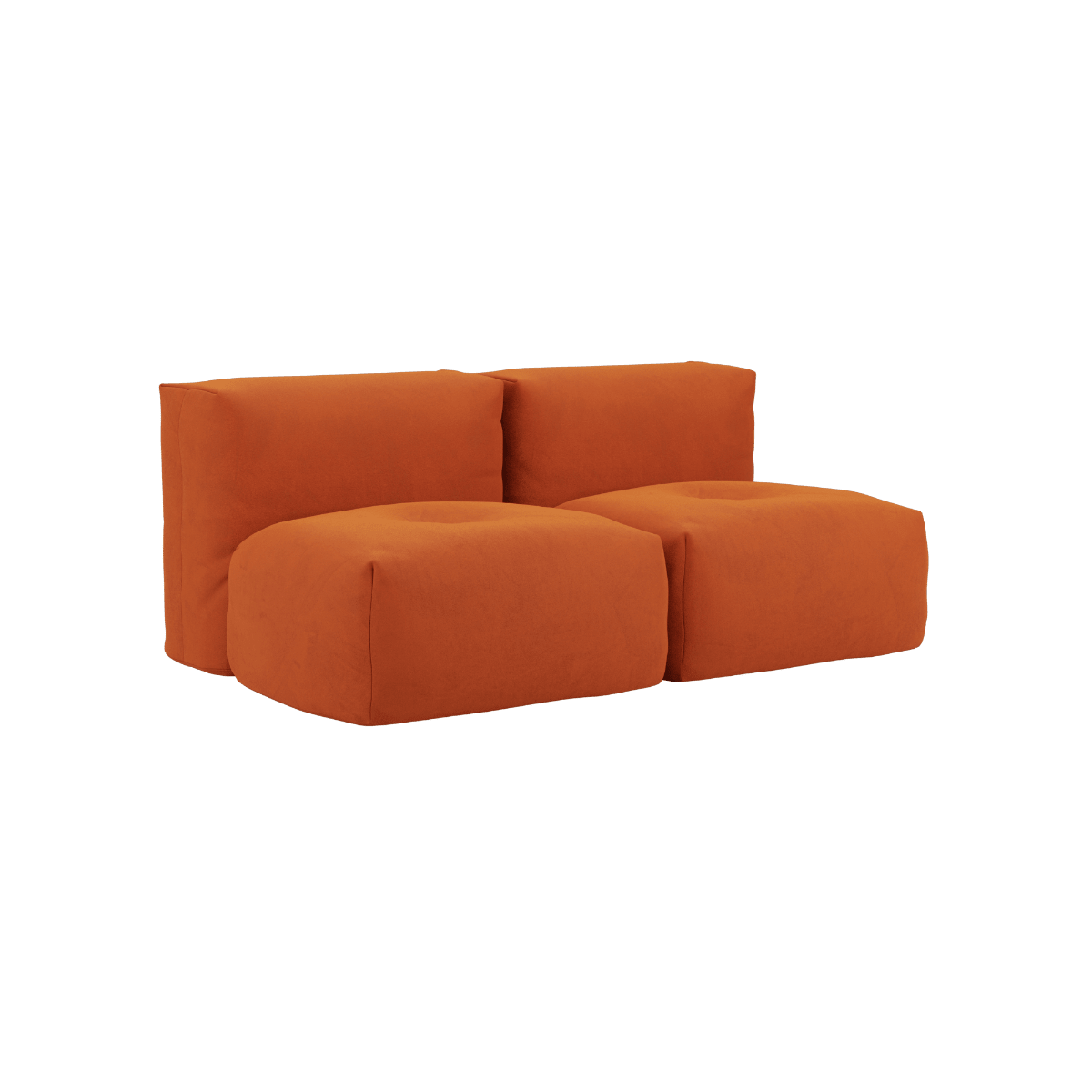 Soft Sofa Indoor 2 - Sitzer in orangefarbenem Jaquard - Stoff ohne Gestell, weich und modular gestaltet | Soft Sofa Indoor - 2 Seater - Orange Jaquard | SACKit