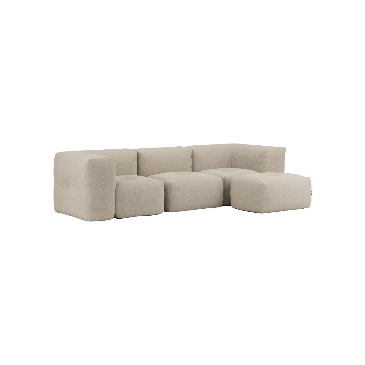 Soft Sofa Indoor 3 - Sitzer in Teddy Beige mit Hocker, weiche Polsterung ohne Gestell. | Soft Sofa Indoor - 3 Seater - Teddy Beige Mit Hocker | SACKit