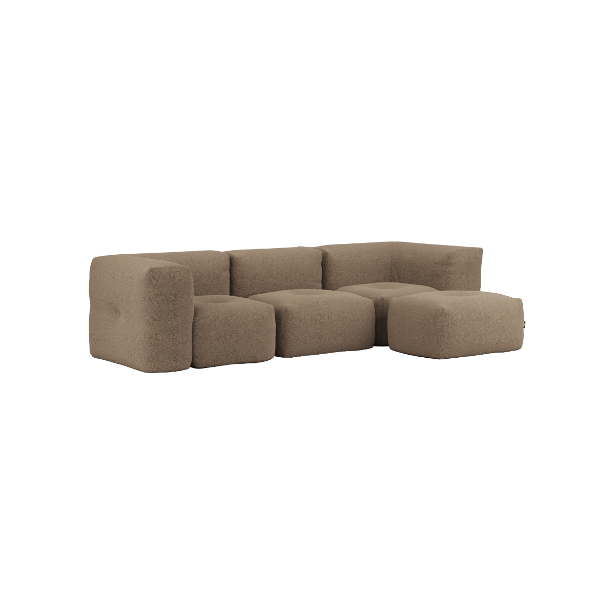 Soft Sofa Indoor 3 - Sitzer mit Hocker in braunem Teddy - Stoff, weiche, modulare Couch ohne Gestell. | Soft Sofa Indoor - 3 Seater - Teddy Brown Mit Hocker | SACKit