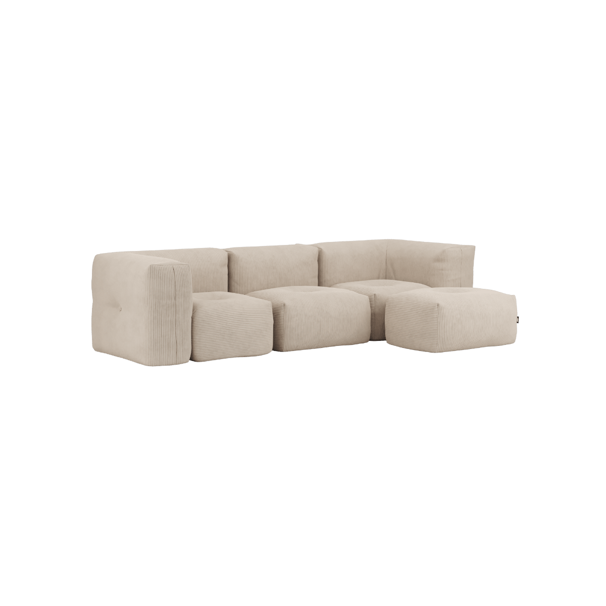 Soft Sofa Indoor 3 - Sitzer mit Corduroy Beige Bezug und passendem Hocker, modernes Design ohne Gestell. | Soft Sofa Indoor - 3 Seater - Corduroy Beige Mit Hocker | SACKit