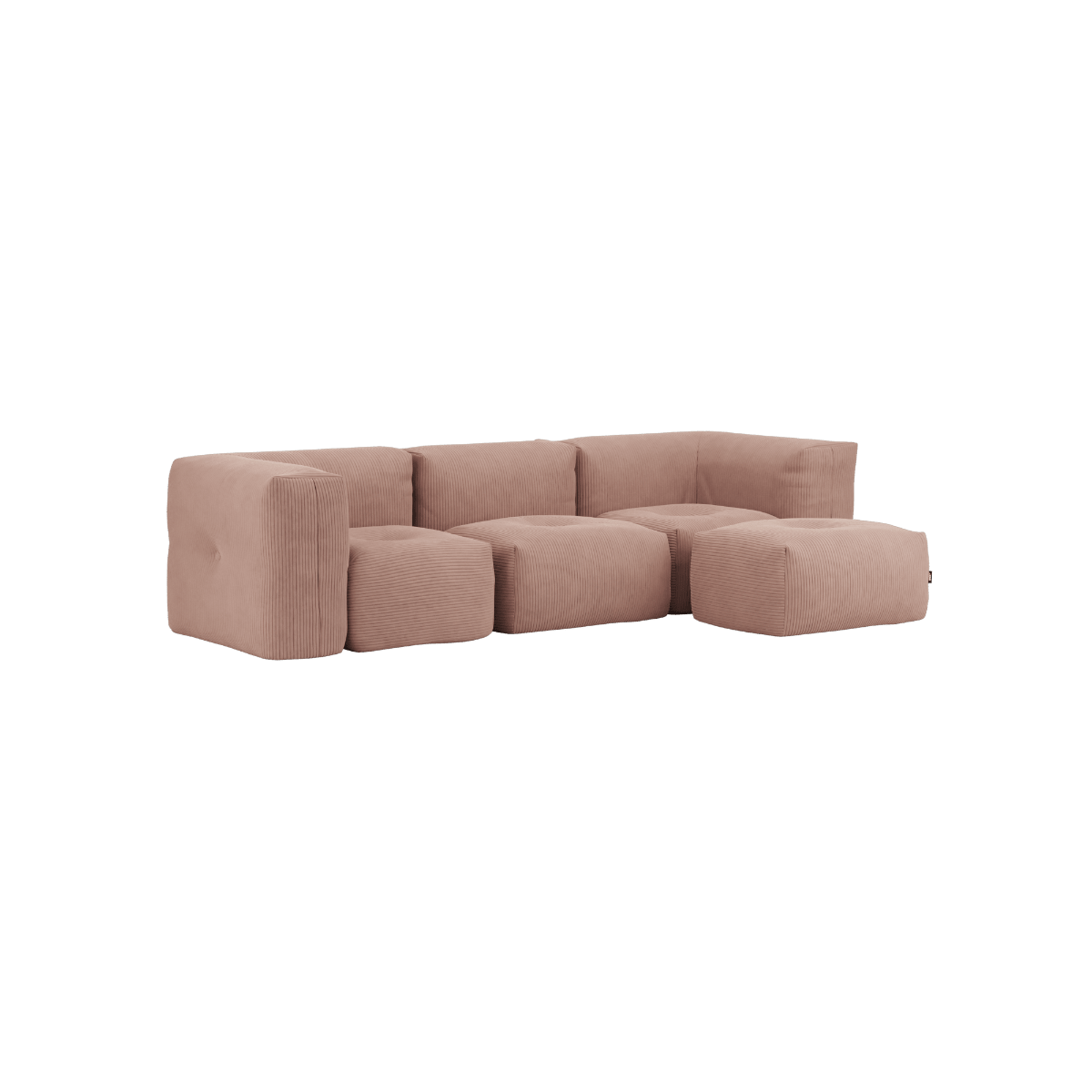 Soft Sofa Indoor 3 - Sitzer mit Corduroy Rose Bezug und passendem Hocker, weiche Polsterung, modernes Design | Soft Sofa Indoor - 3 Seater - Corduroy Rose Mit Hocker | SACKit