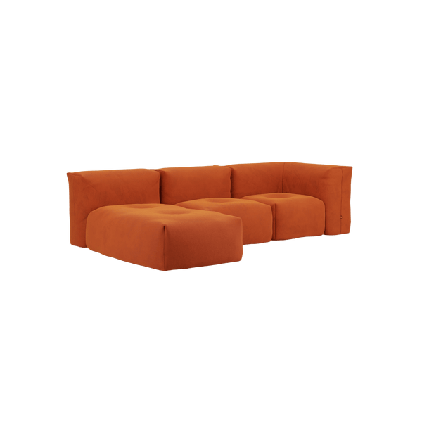 Soft Sofa Indoor - 3 Seater w/ Lounger | Soft Sofa Indoor - 3 Seater w/ Lounger - Orange Jaquard | SACKit