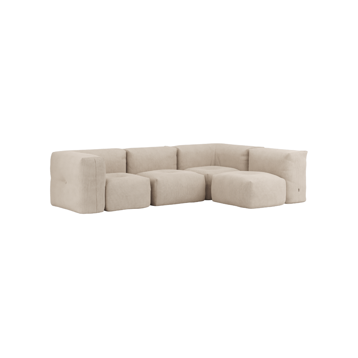 Soft Sofa Indoor 4 - Sitzer Ecksofa mit Corduroy Beige Bezug, modulare Form, weiche Polsterung | Soft Sofa Indoor - 4 Seater Corner Sofa - Corduroy Beige | SACKit