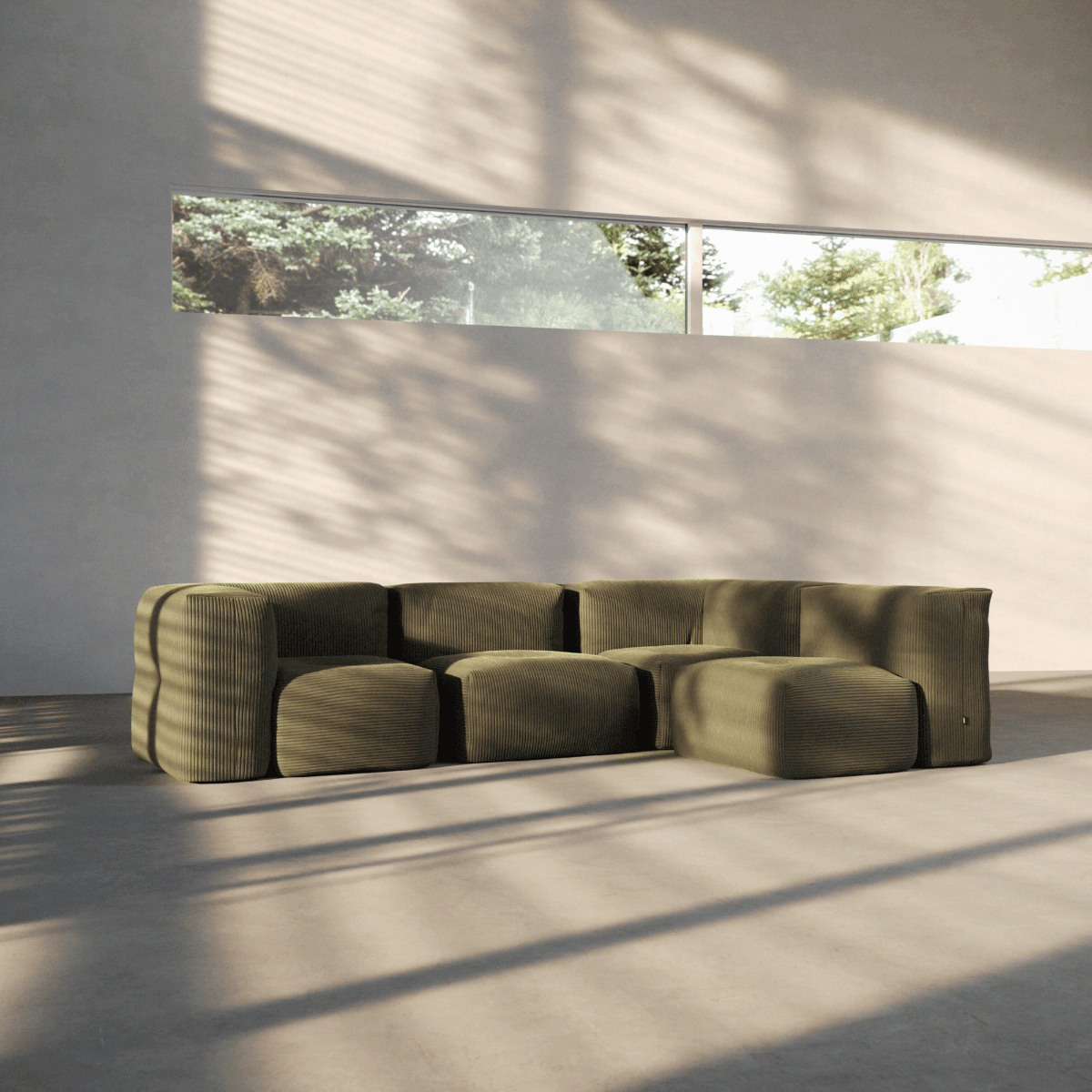 Soft Sofa Indoor - 4 Seater Corner Sofa | Soft Sofa Indoor - 4 Seater Corner Sofa - Corduroy Olive | SACKit