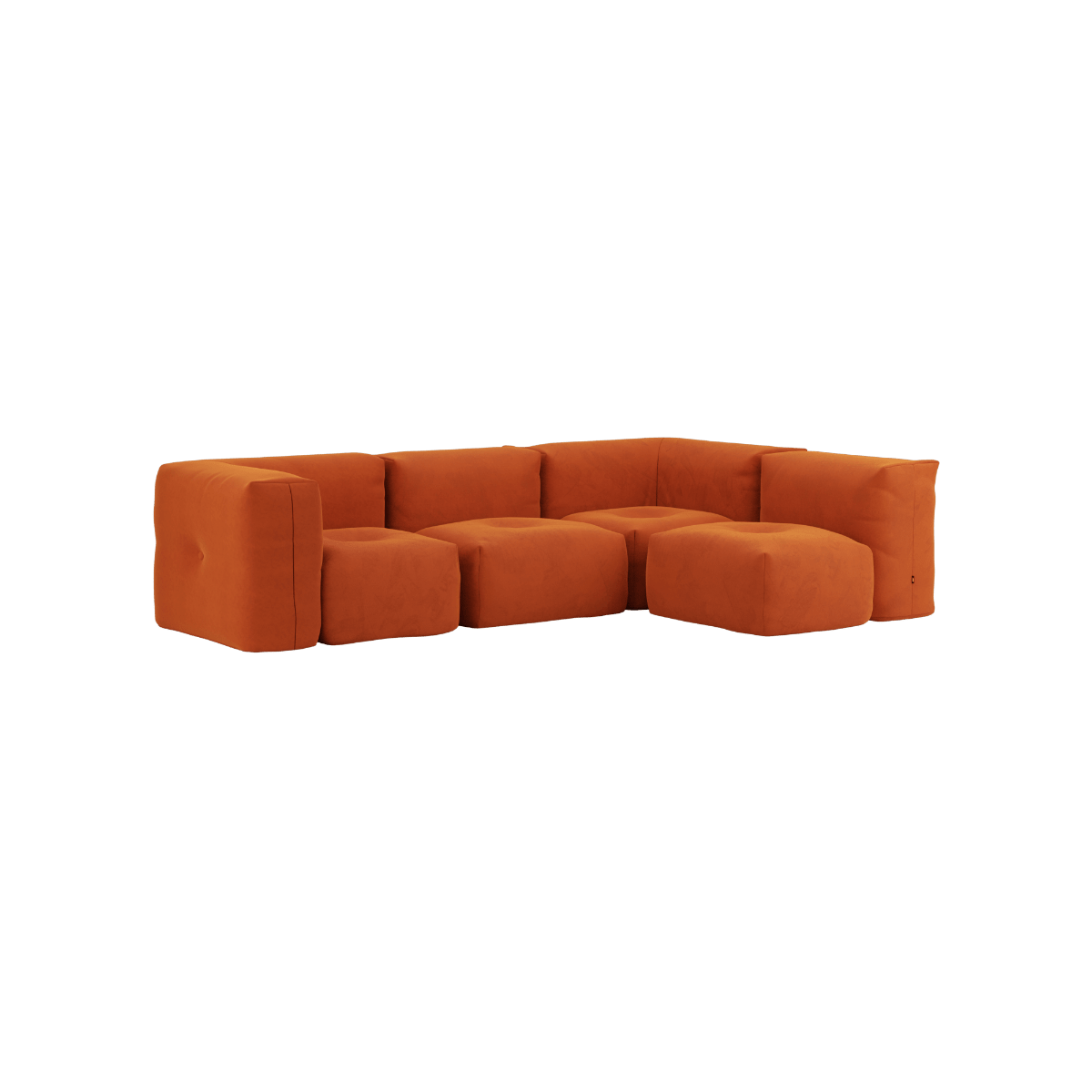 Soft Sofa Indoor 4 - Sitzer Ecksofa mit orangefarbenem Jaquard - Bezug und weicher Polsterung | Soft Sofa Indoor - 4 Seater Corner Sofa - Orange Jaquard | SACKit
