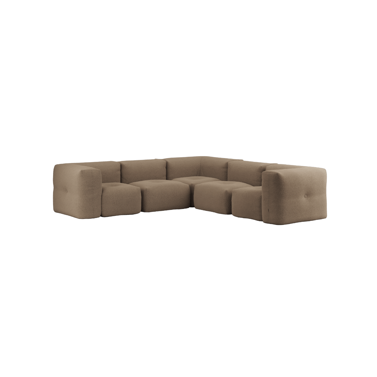 Soft Sofa Indoor 5 - Sitzer Ecksofa mit weichem Teddy Brown Bezug, modulare Form ohne Gestell. | Soft Sofa Indoor - 5 Seater Corner Sofa - Teddy Brown | SACKit