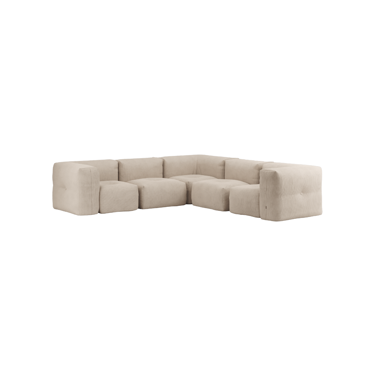 Soft Sofa Indoor 5 - Sitzer Ecksofa in Corduroy Beige mit weichem, modularen Design und ohne Gestell. | Soft Sofa Indoor - 5 Seater Corner Sofa - Corduroy Beige | SACKit