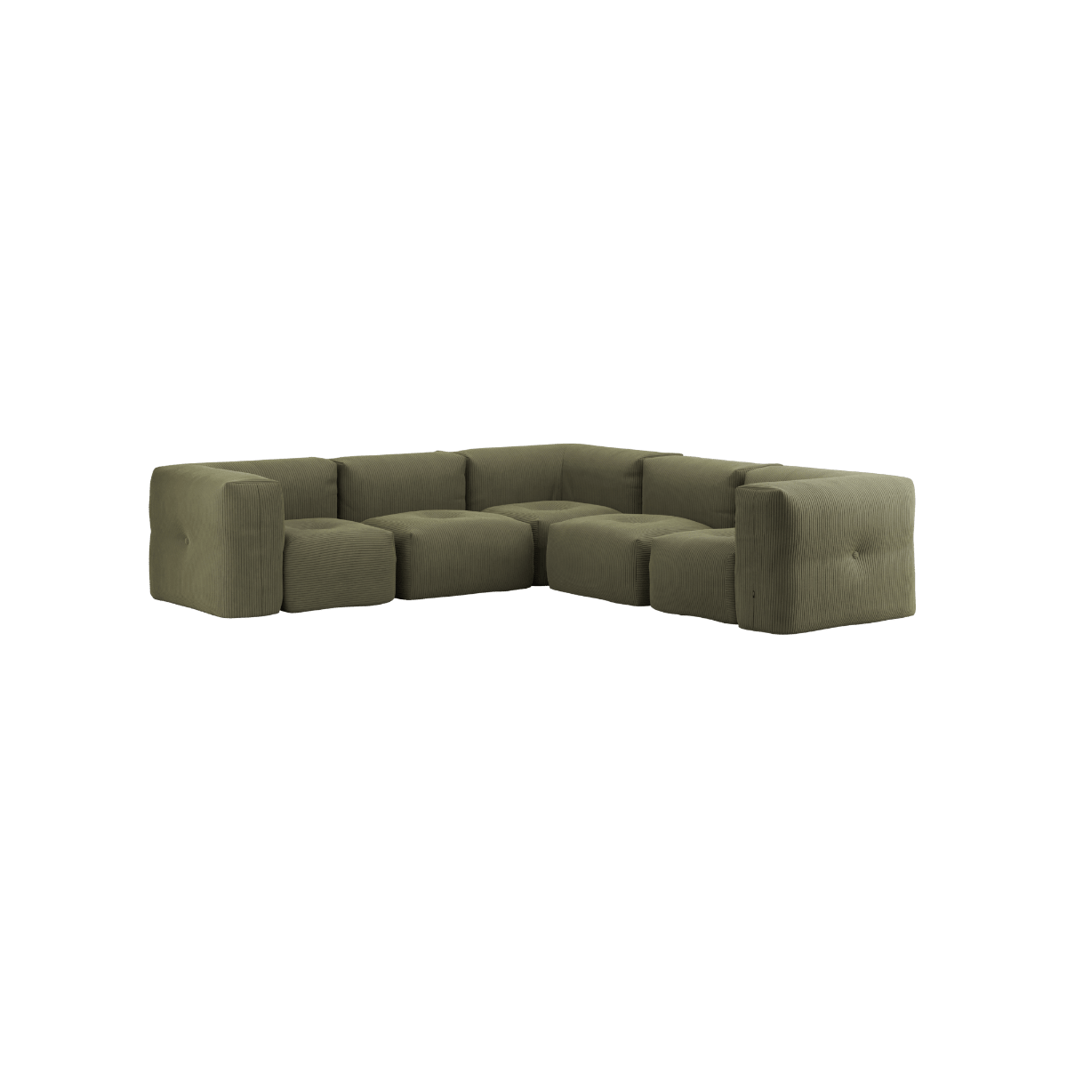 Soft Sofa Indoor 5 - Sitzer Ecksofa in Corduroy Olive mit weichem, modularen Design und ohne Gestell | Soft Sofa Indoor - 5 Seater Corner Sofa - Corduroy Olive | SACKit