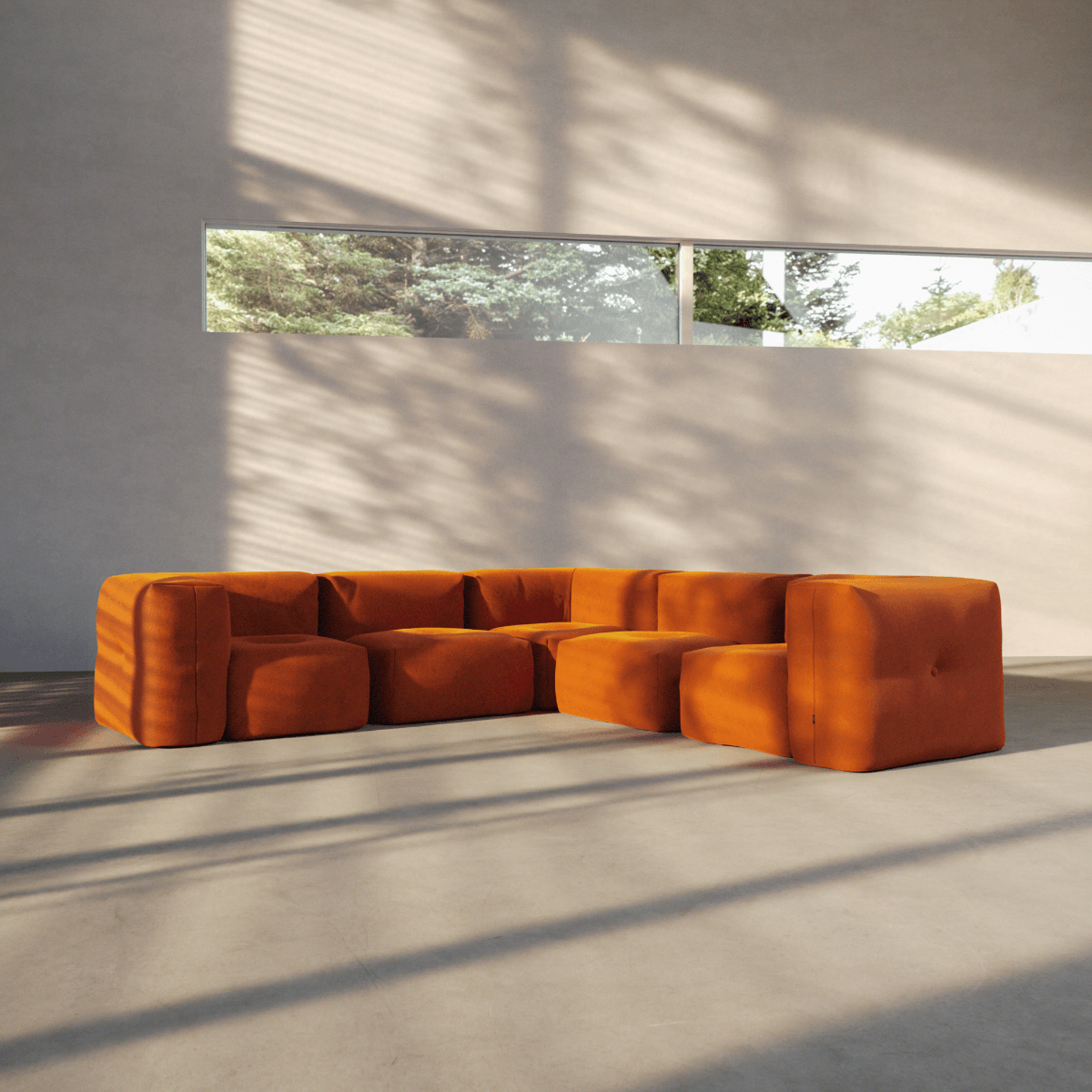 Soft Sofa Indoor - 5 Seater Corner Sofa | Soft Sofa Indoor - 5 Seater Corner Sofa - Orange Jaquard | SACKit