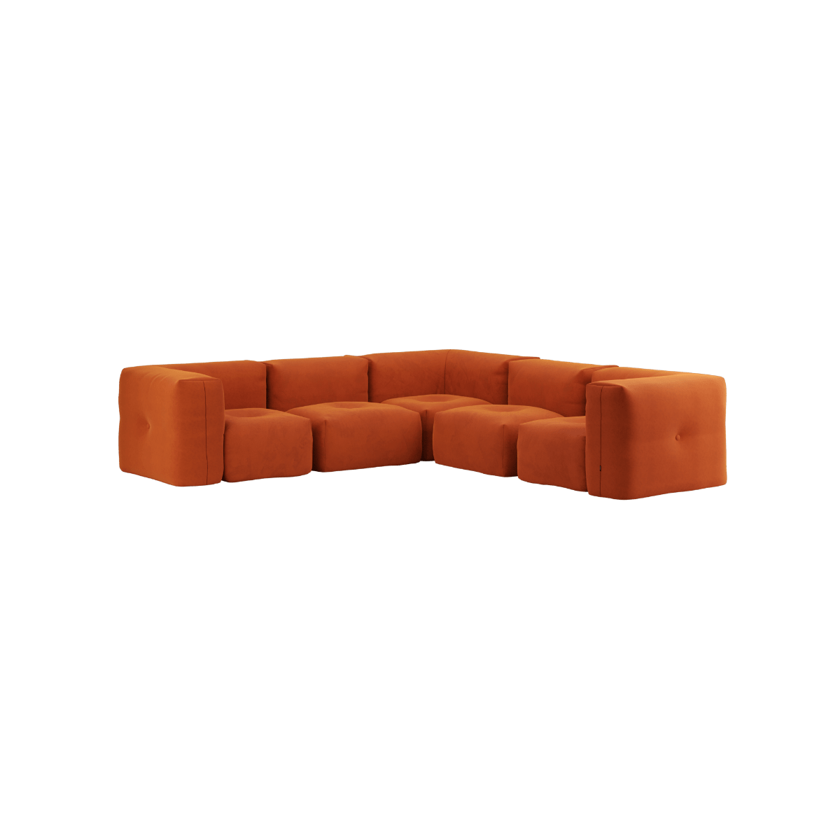 Soft Sofa Indoor 5 - Sitzer Ecksofa in orangefarbenem Jaquard - Stoff ohne Gestell, modular und flexibel. | Soft Sofa Indoor - 5 Seater Corner Sofa - Orange Jaquard | SACKit