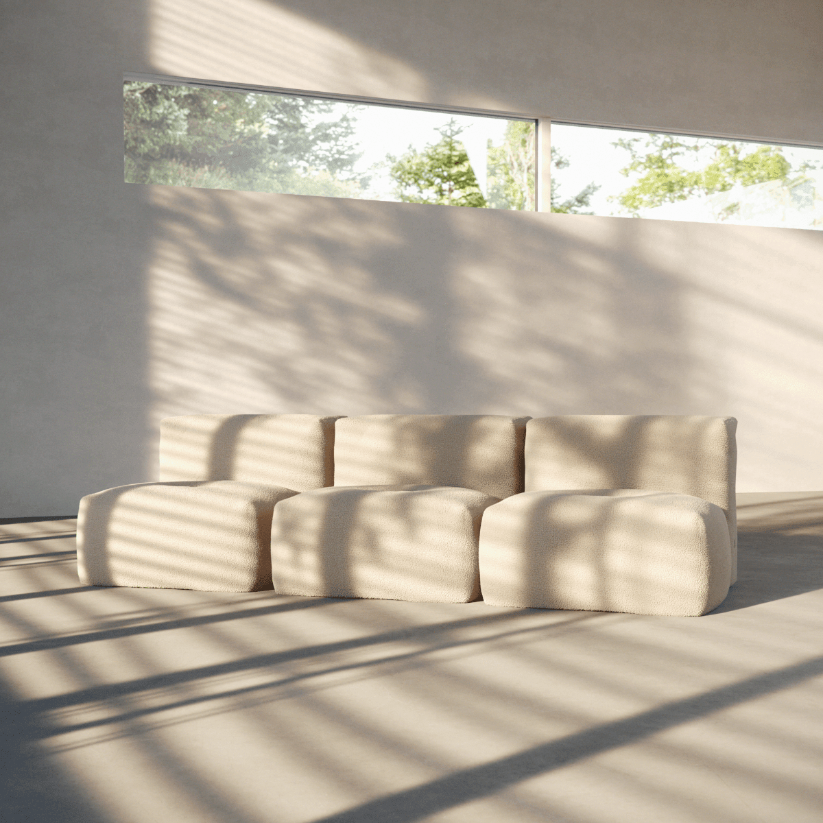 Soft Sofa Indoor - 3 Seater Open | Soft Sofa Indoor - 3 Seater Open - Teddy Beige Ohne Hocker | SACKit