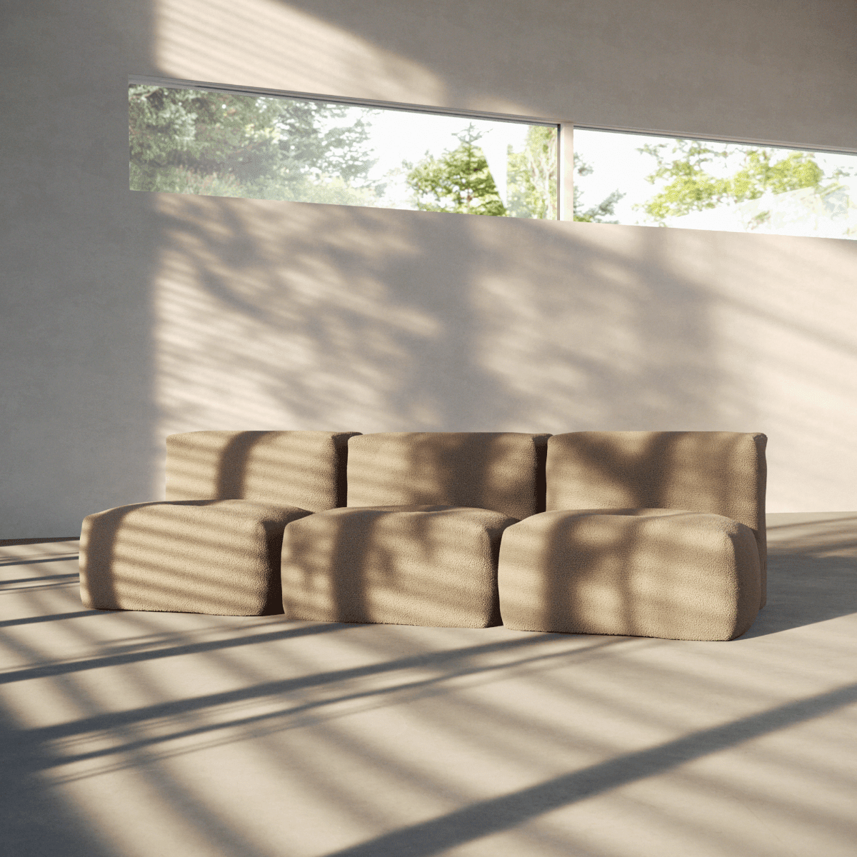 Soft Sofa Indoor - 3 Seater Open | Soft Sofa Indoor - 3 Seater Open - Teddy Brown Ohne Hocker | SACKit