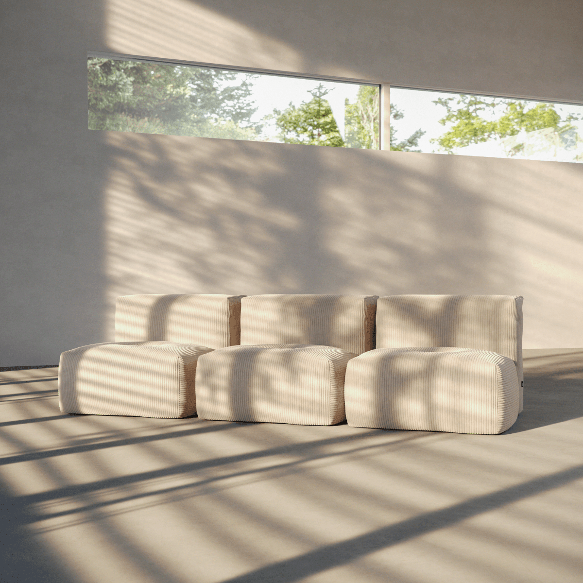 Soft Sofa Indoor - 3 Seater Open | Soft Sofa Indoor - 3 Seater Open - Corduroy Beige Ohne Hocker | SACKit