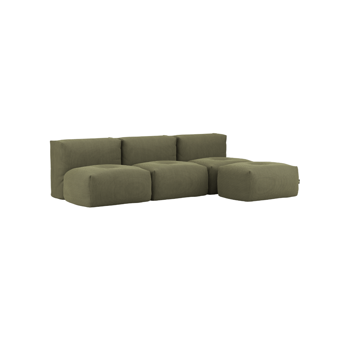 Soft Sofa Indoor 3 - Sitzer in Corduroy Olive mit passendem Hocker, weiche Polsterung, modernes Design | Soft Sofa Indoor - 3 Seater Open - Corduroy Olive Mit Hocker | SACKit