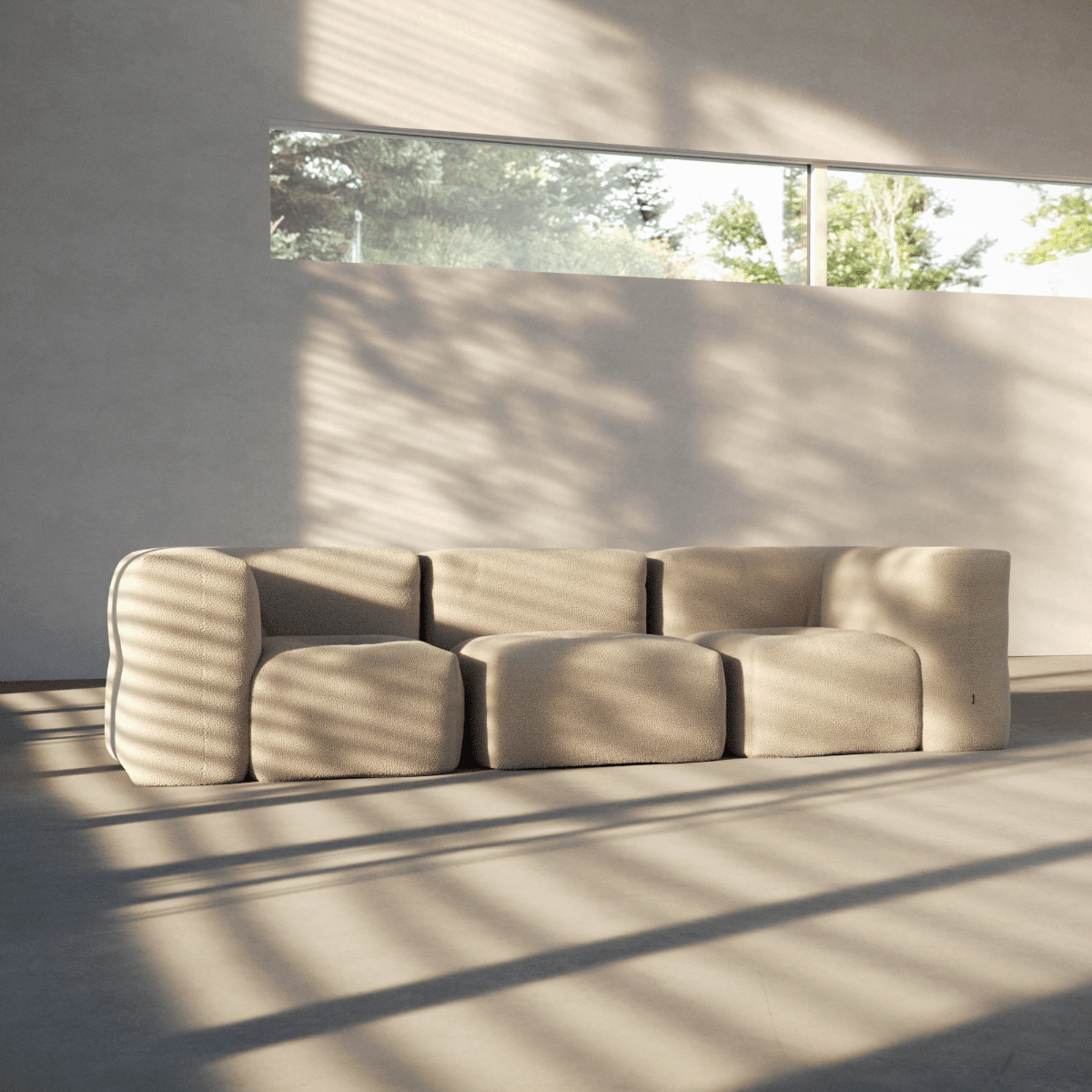Soft Sofa Indoor Corner mit breitem Corduroy - Bezug in Beige, modulare, flexible Sofaecke ohne Gestell | Soft Sofa Indoor - Corner - Teddy Beige | SACKit