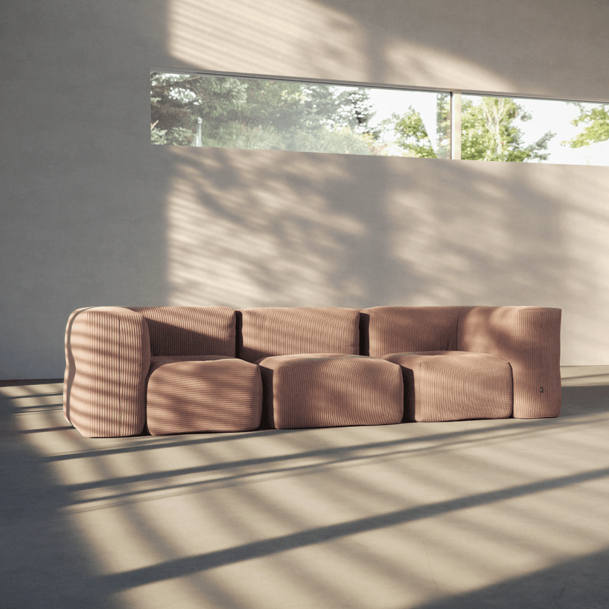 Soft Sofa Indoor Corner Sofa mit Corduroy Rose Bezug, weich und modular gestaltet. | Soft Sofa Indoor - Corner - Teddy Beige | SACKit
