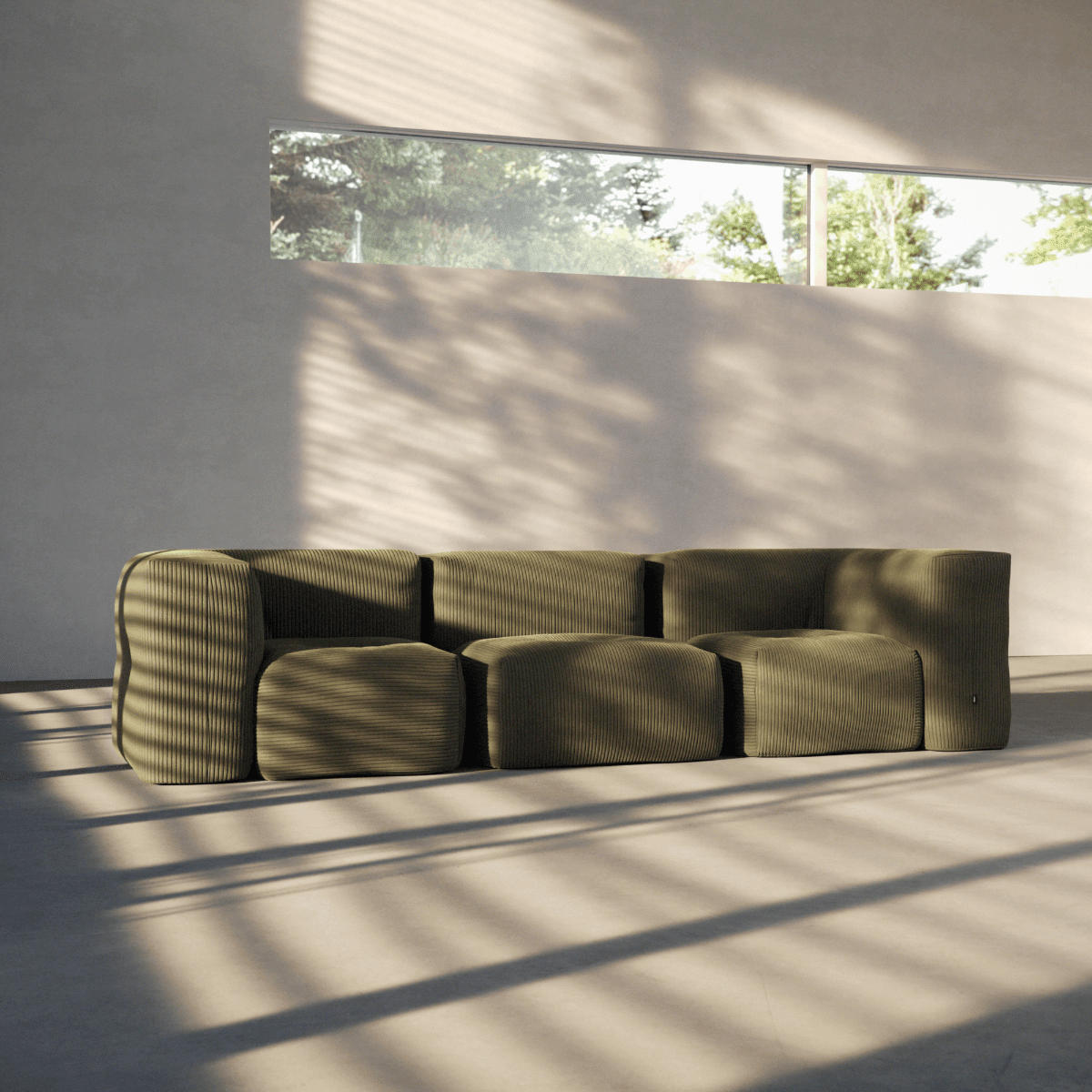 Soft Sofa Indoor Corner in Corduroy Rose mit weicher, modularer Polsterung ohne Gestell. | Soft Sofa Indoor - Corner - Teddy Beige | SACKit