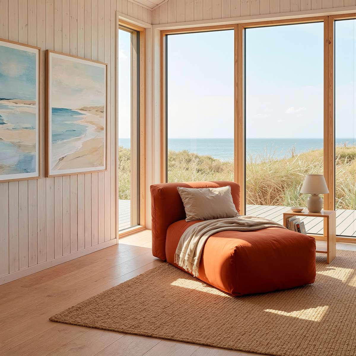 Soft Sofa Indoor - Lounger | Soft Sofa Indoor - Lounger - Orange Jaquard | SACKit