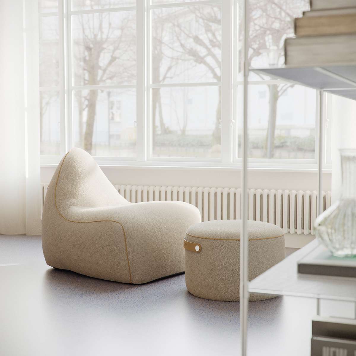 SACKit Chair Indoor Sessel in weichem Cosmo Beige Stoff mit runder Form und Kaltschaumfüllung | SACKit Chair Indoor - Teddy Beige | SACKit