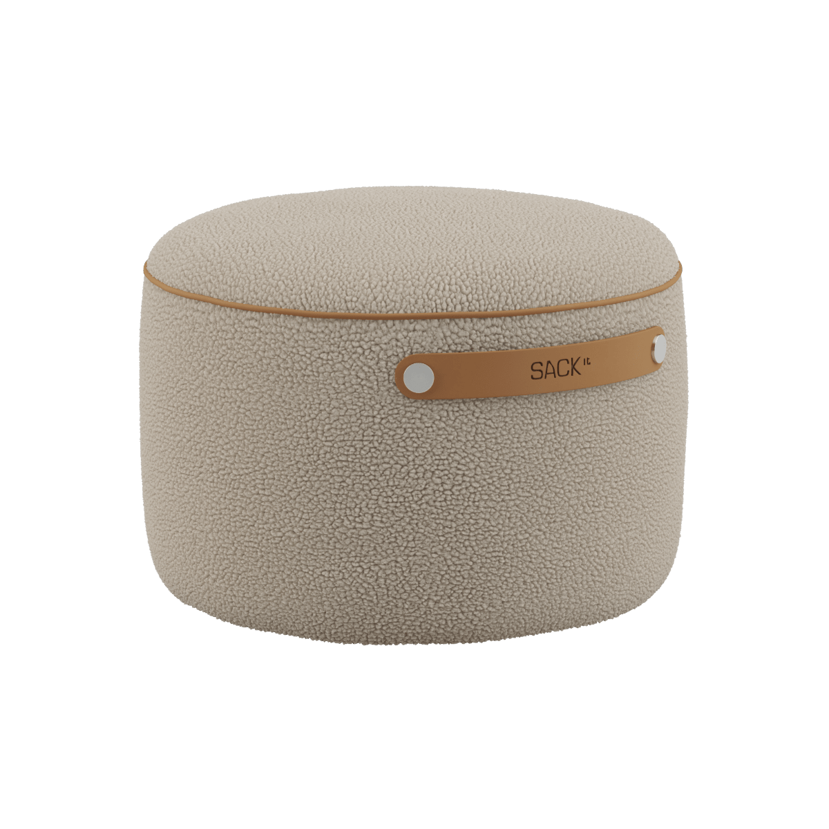 Runder SACKit Pouf Indoor in Teddy Beige mit Kaltschaumfüllung und rutschfester Unterseite | SACKit Pouf Indoor - Teddy Beige | SACKit