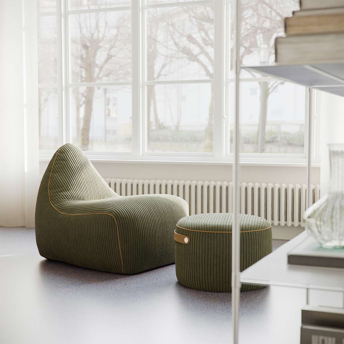 SACKit Chair & Pouf Indoor in Cosmo Olive Textil mit weicher Polsterung und modernem Design | SACKit Chair & Pouf Indoor - Corduroy Olive | SACKit
