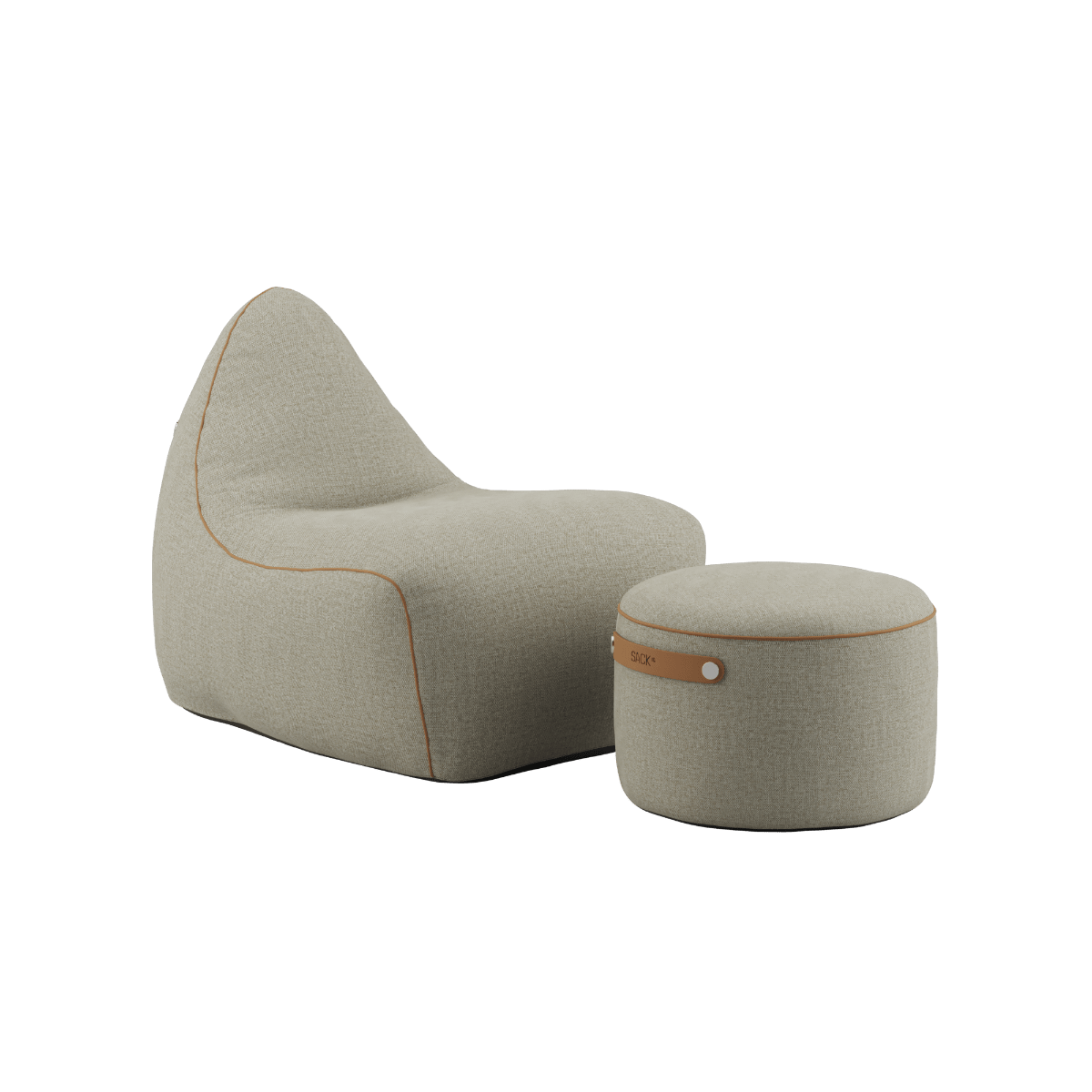 SACKit Chair & Pouf Indoor in Cosmo Beige mit weichem Stoff und modernem Design auf weißem Hintergrund | SACKit Chair & Pouf Indoor - Cosmo Beige | SACKit