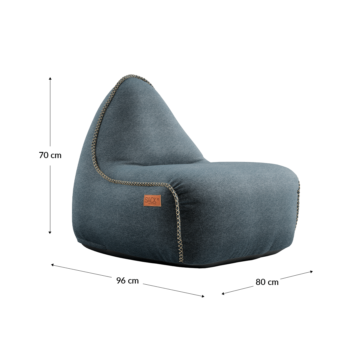 Canvas Lounge Chair und Pouf in petrolfarbenem Canvas mit handgenähten Stichen, formstabil und scheuerbeständig. | Canvas Lounge Chair & Pouf - Canvas Petrol | SACKit