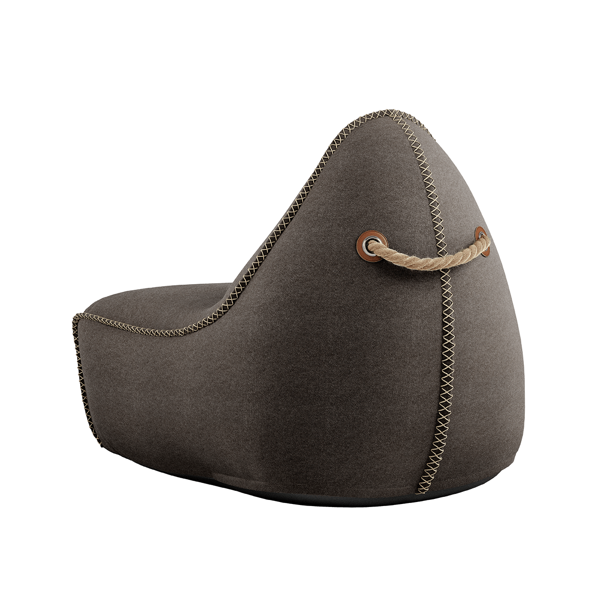 Canvas Lounge Chair und Pouf in petrolfarbenem Canvas mit handgenähten Stichen, formstabil und scheuerbeständig | Canvas Lounge Chair & Pouf - Canvas Brown | SACKit
