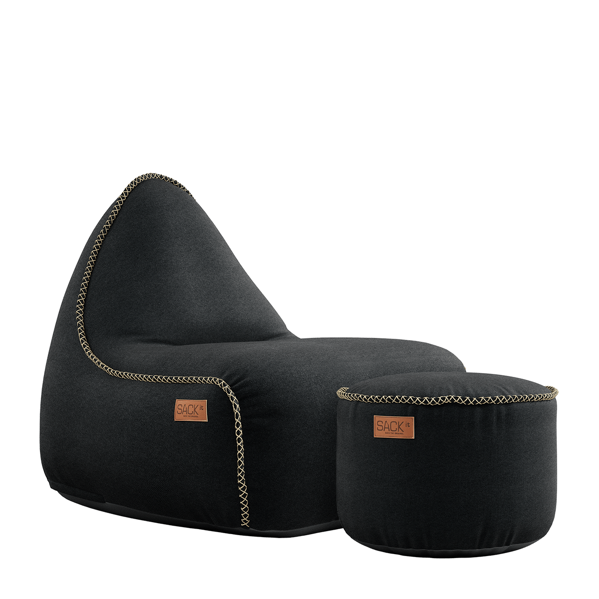 Canvas Lounge Chair & Pouf | Canvas Lounge Chair & Pouf - Canvas Black | SACKit
