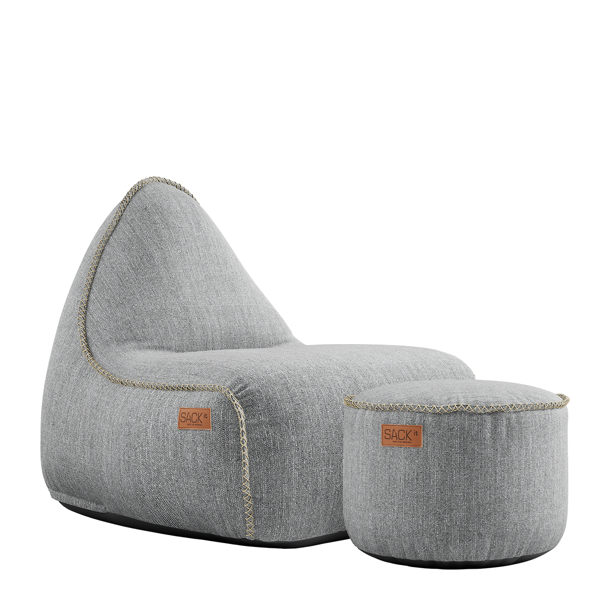 Cobana Lounge Chair und Pouf in Cobana Sand Melange, weicher Sitzsack mit Rückenlehne und passendem Hocker | Cobana Lounge Chair & Pouf - Cobana Sand Melange | SACKit