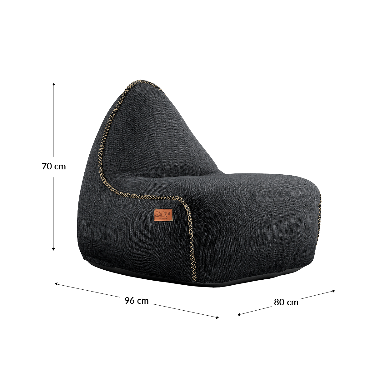 Cobana Lounge Chair und Pouf in grauem Olefin - Stoff, moderner Loungesessel mit Rückenlehne und passendem Hocker. | Cobana Lounge Chair & Pouf - Cobana Black | SACKit