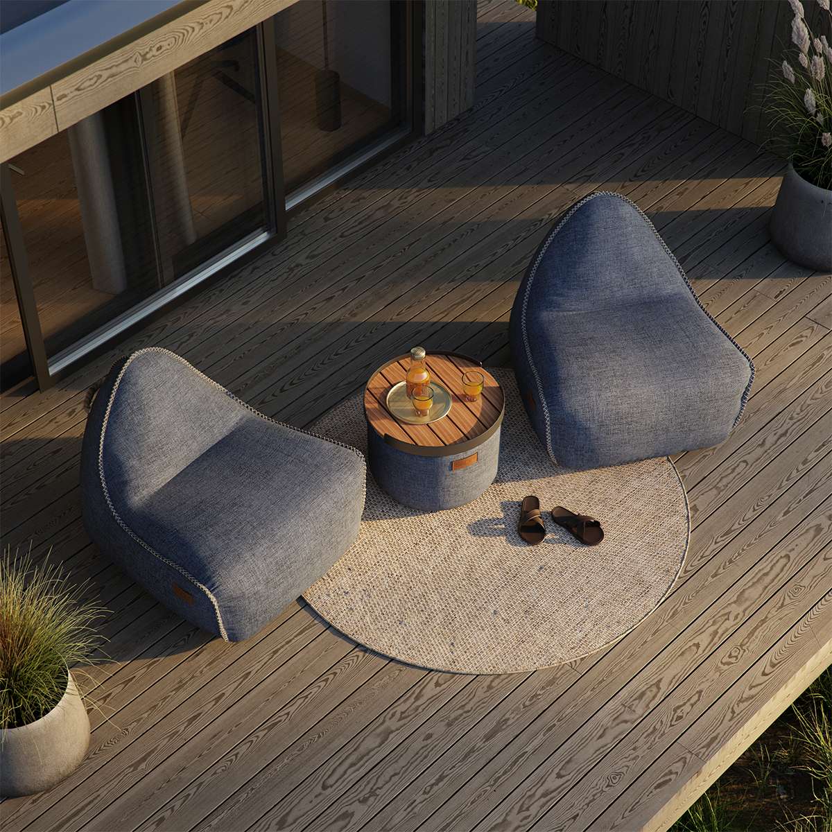 Cobana Lounge Chair & Pouf | Cobana Lounge Chair & Pouf - Kirra Indigo | SACKit
