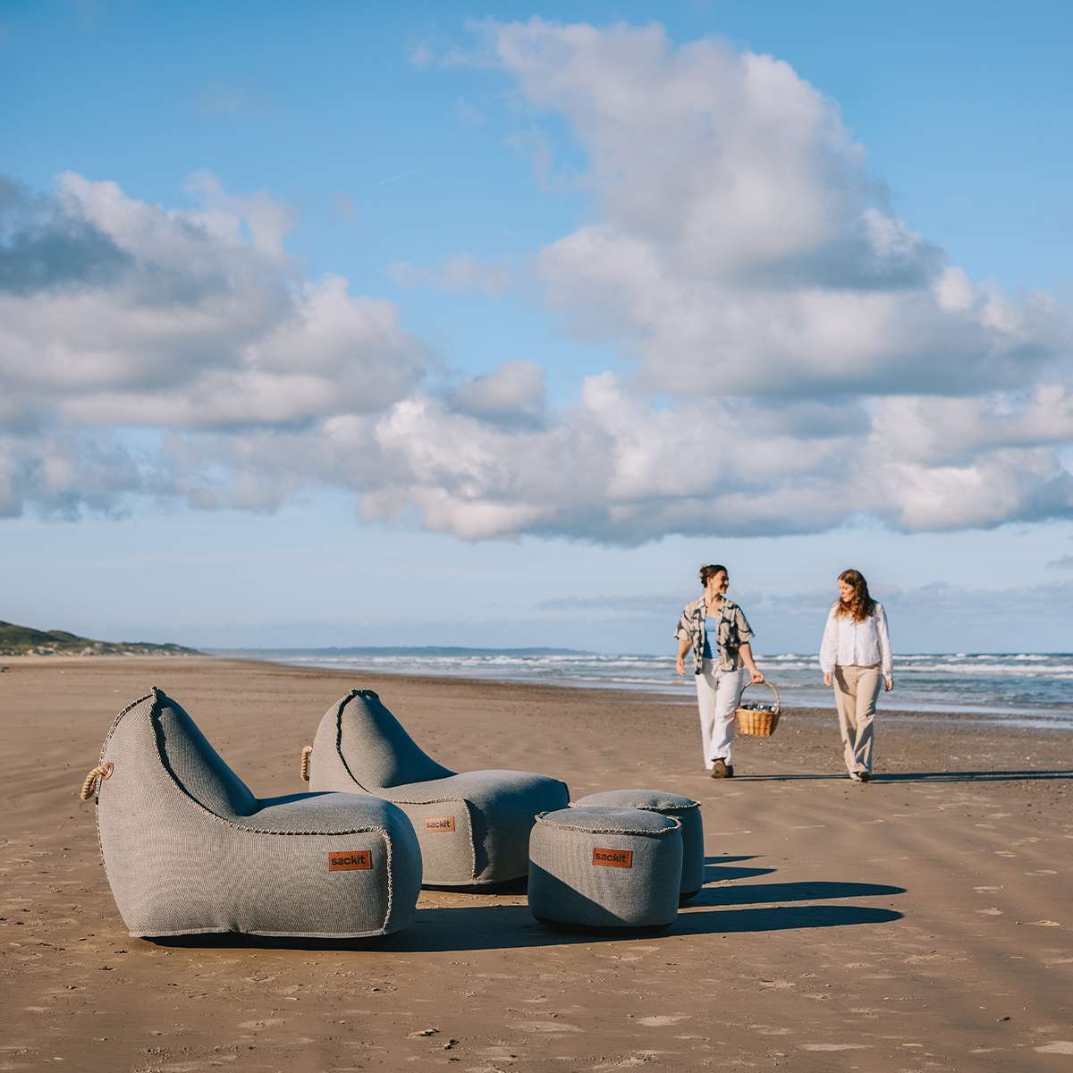 Cobana Lounge Chair & Pouf | Cobana Lounge Chair & Pouf - Kirra Grey | SACKit