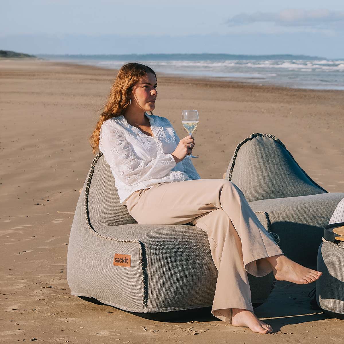Cobana Lounge Chair & Pouf | Cobana Lounge Chair & Pouf - Kirra Grey | SACKit