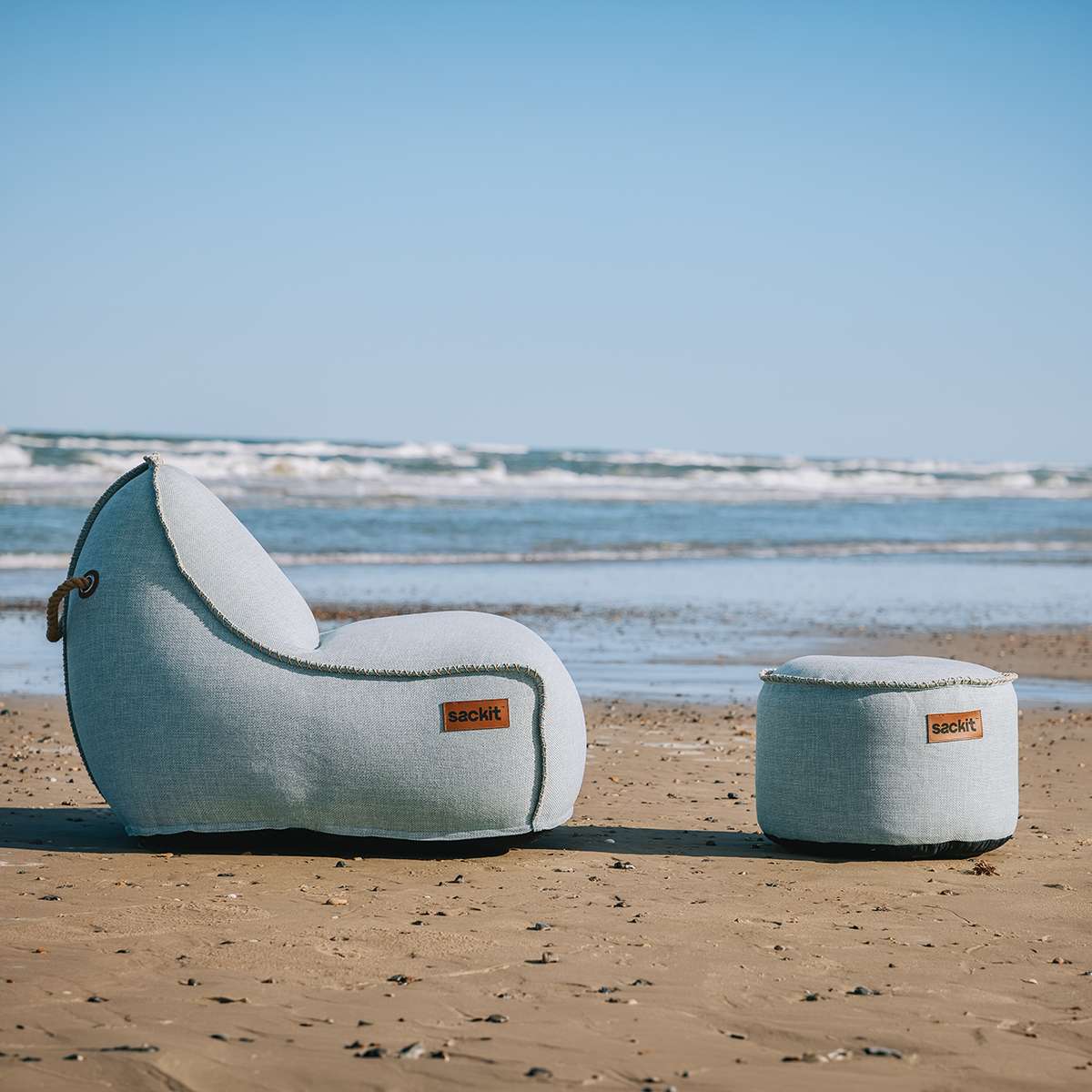 Cobana Lounge Chair & Pouf | Cobana Lounge Chair & Pouf - Kirra Light Blue | SACKit