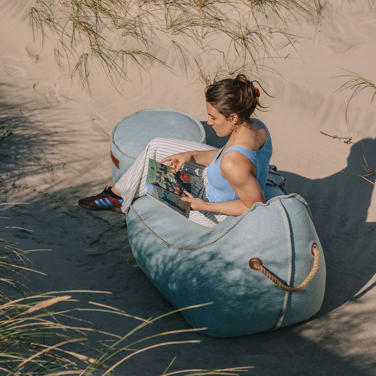 Cobana Lounge Chair & Pouf | Cobana Lounge Chair & Pouf - Kirra Light Blue | SACKit