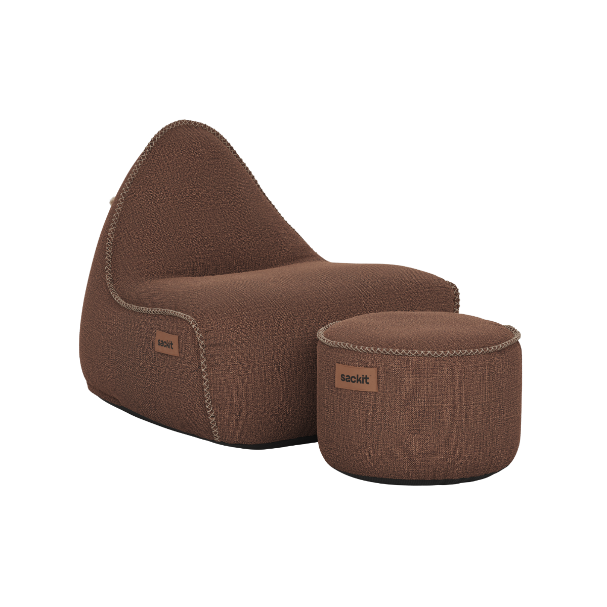 Cobana Lounge Chair & Pouf | Cobana Lounge Chair & Pouf - Kirra Brown | SACKit